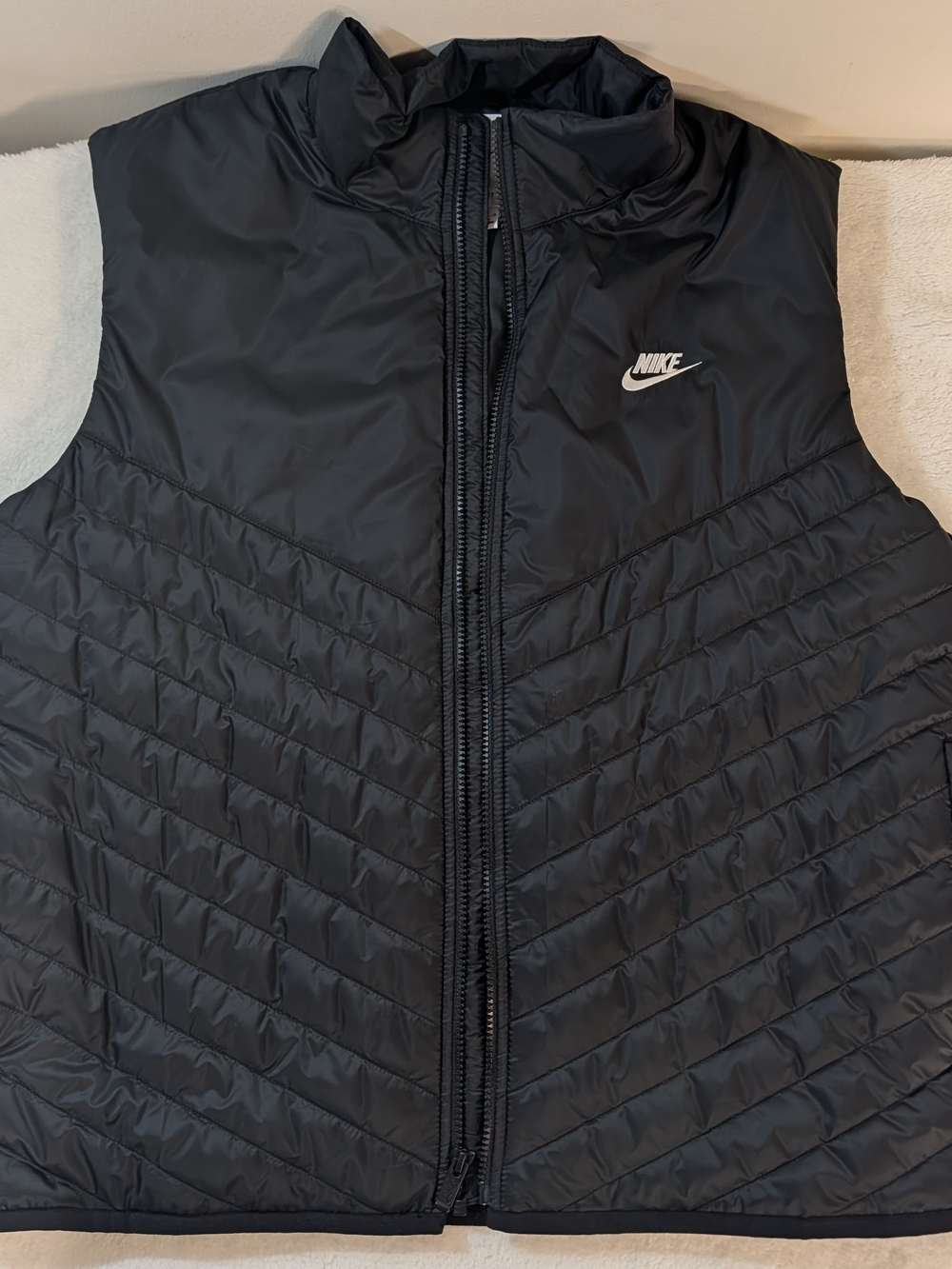 Nike Black Quilted Sleeveless Puffer Vest with White Logo